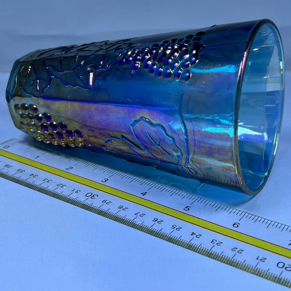 Indiana Glass Cup or Vasr, Blue Iridescent Blue